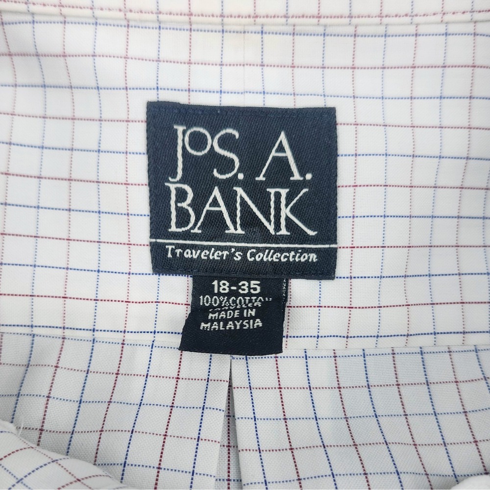 Jos. A. Bank Travelers Collection Mens 18-35 Tattersall Check Cotton Dress Shirt